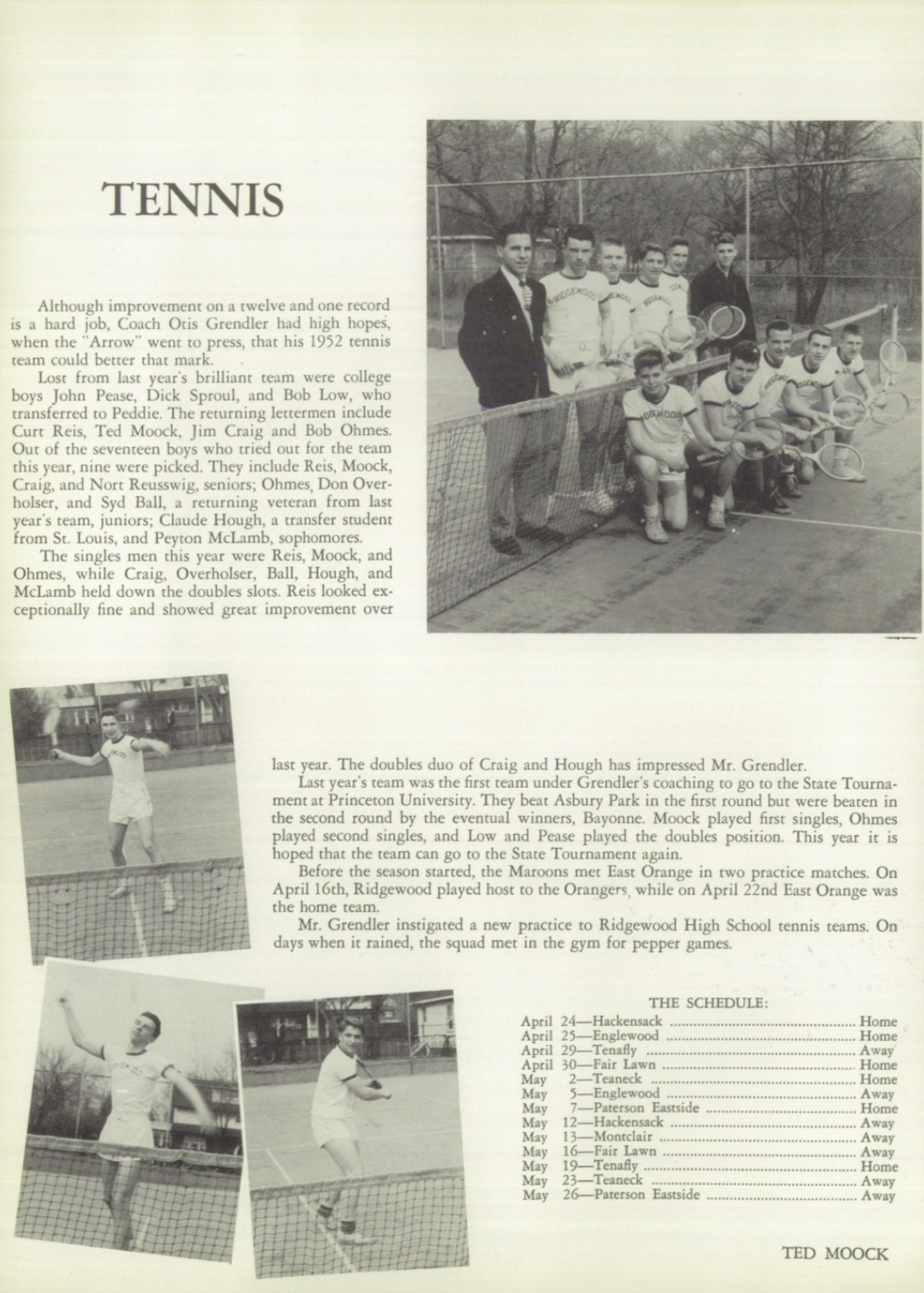 1952 Boys’ Tennis Team