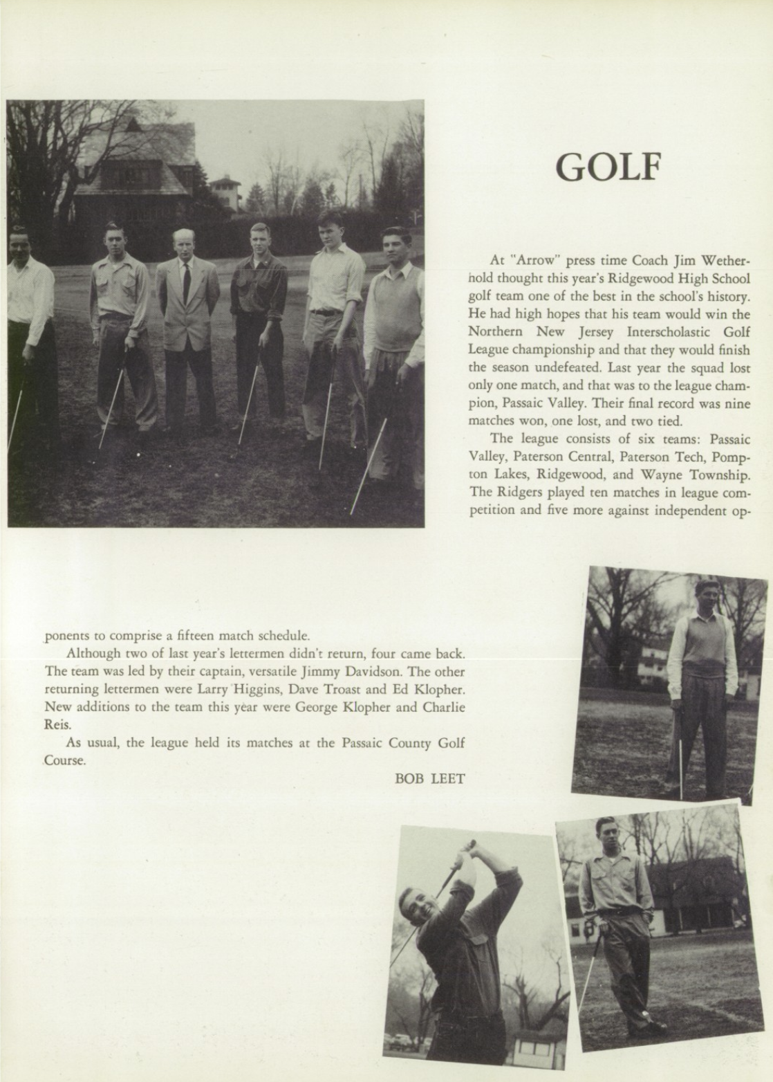 1952 Boys’ Golf Team