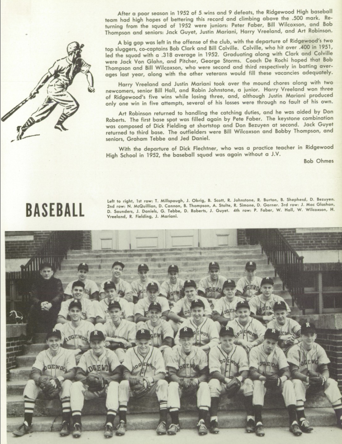 1953 Boys’ Baseball Team
