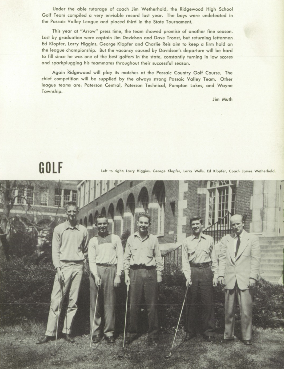 1953 Boys’ Golf Team