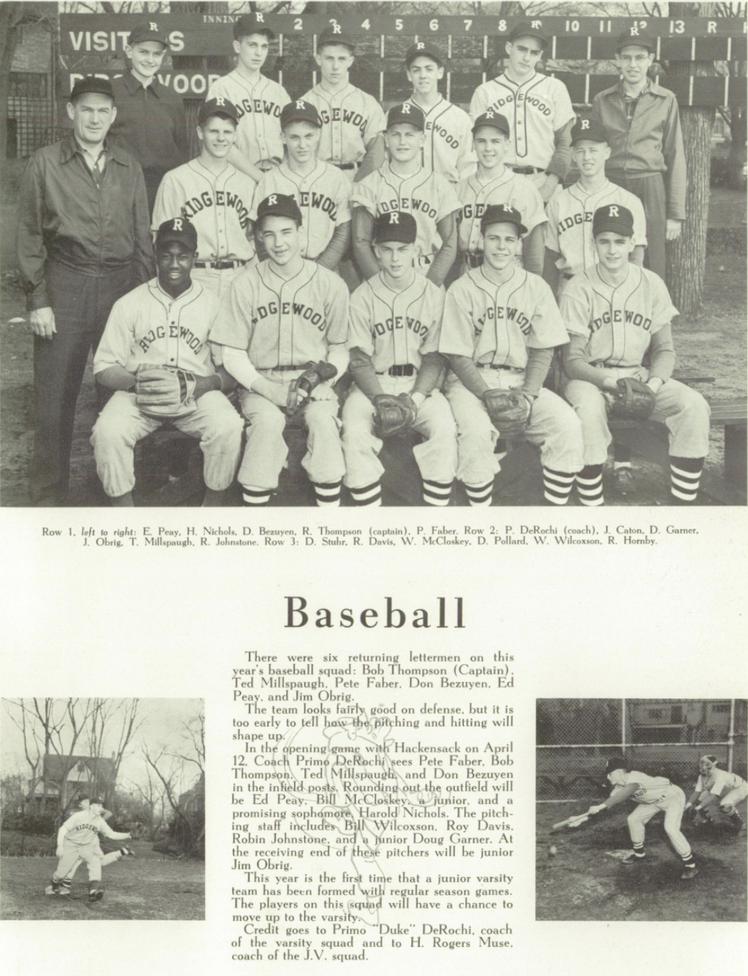 1954 Boys’ Baseball Team