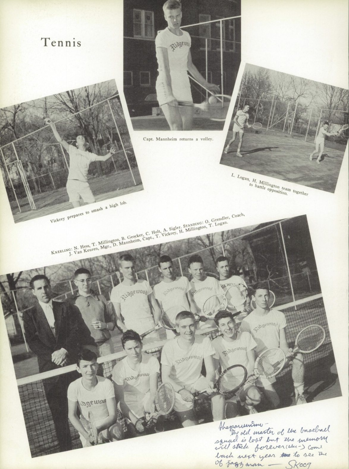 1955 Boys’ Tennis Team