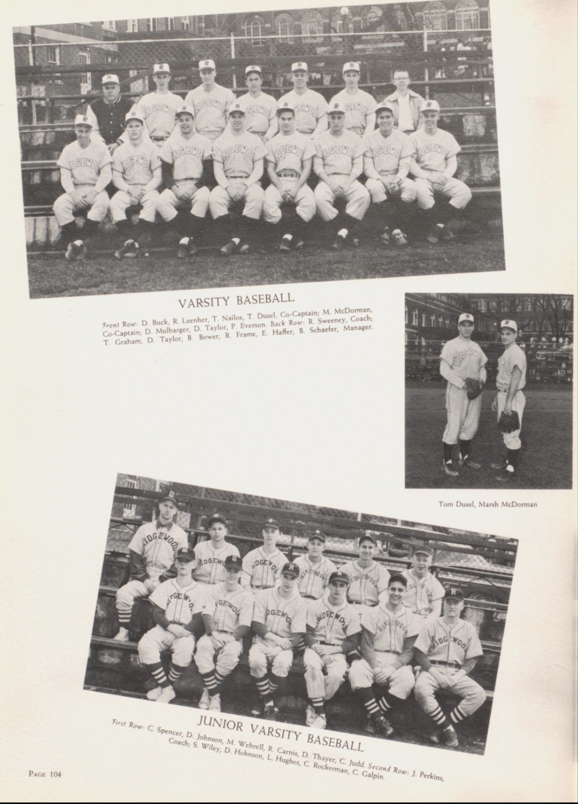 1961 Boys’ Baseball Team