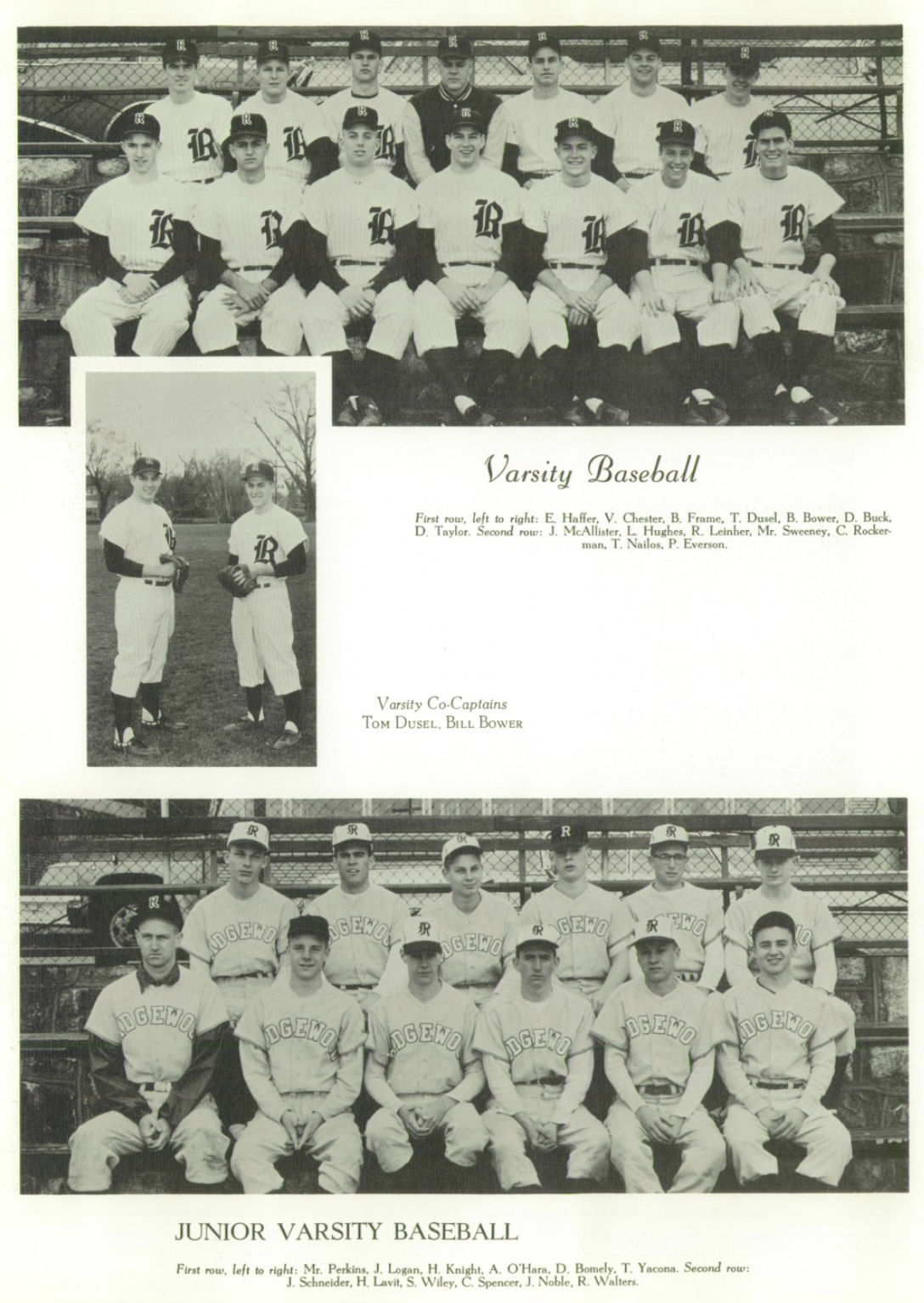 1962 Boys’ Baseball Team