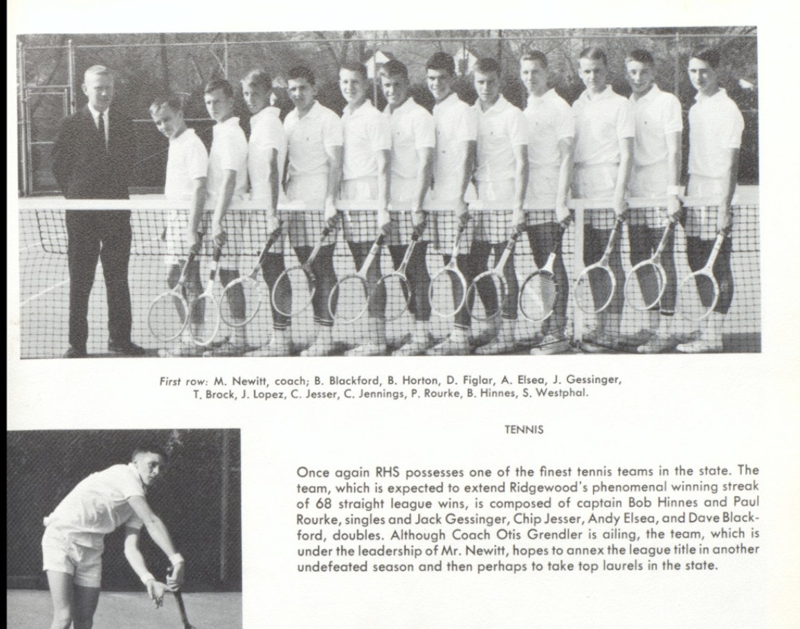 1964 Boys’ Tennis Team