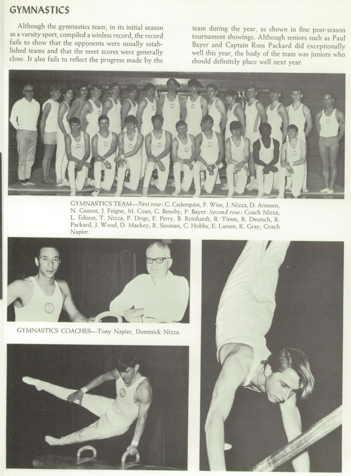 1969 Boys’ Gymnastics Team