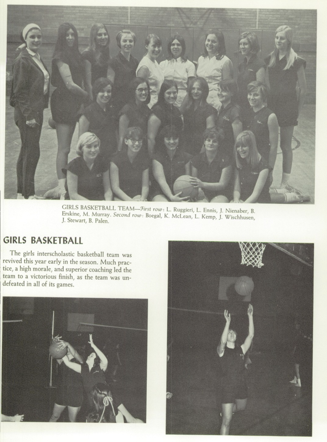 1969 Girls’ Basketball Team