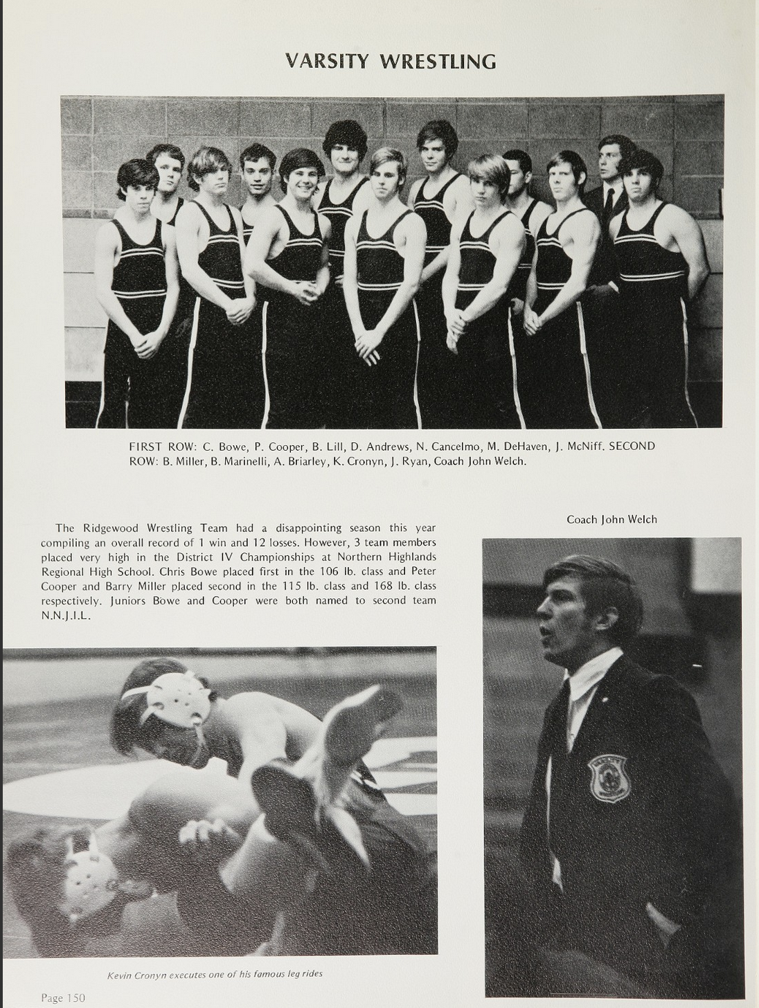 1972 Boys’ Wrestling Team