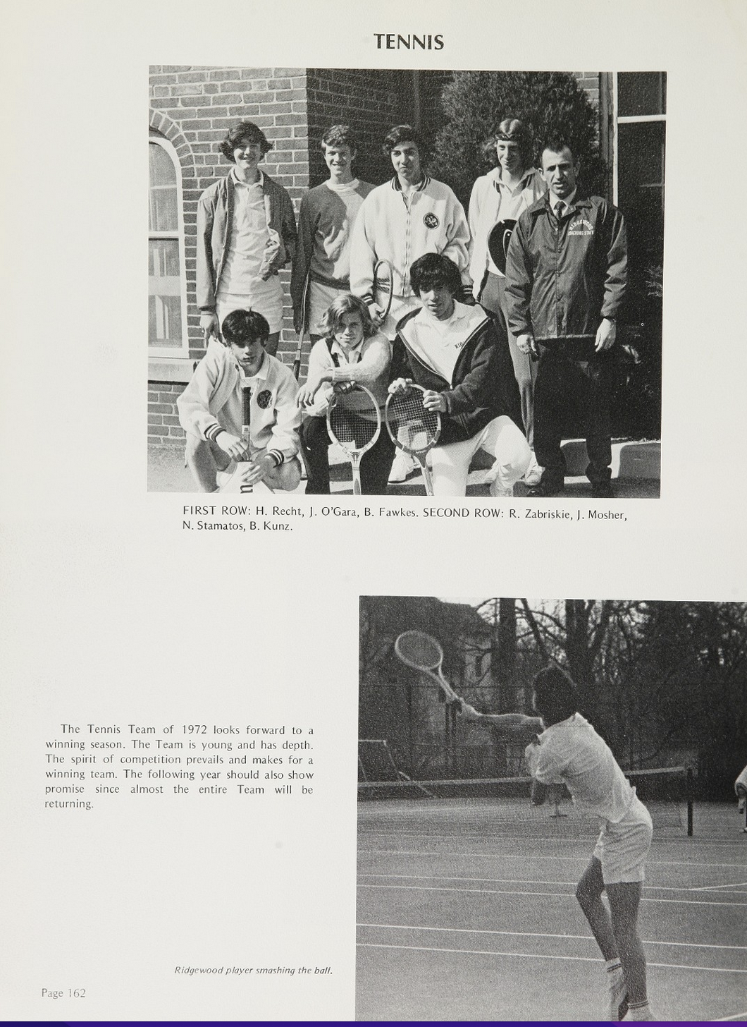 1972 Boys’ Tennis Team