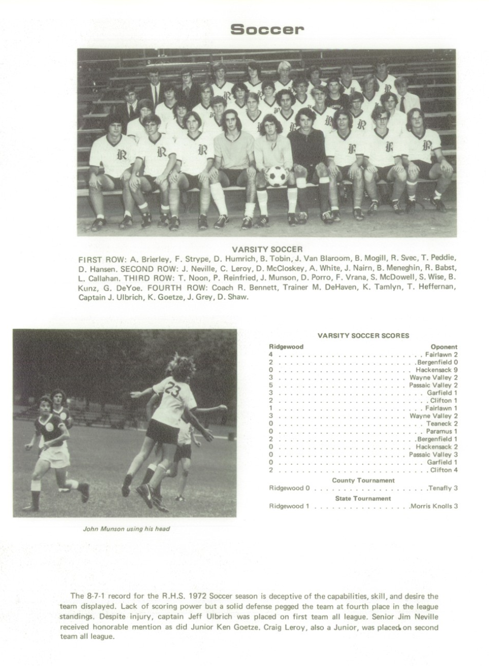 1972 Boys’ Soccer Team