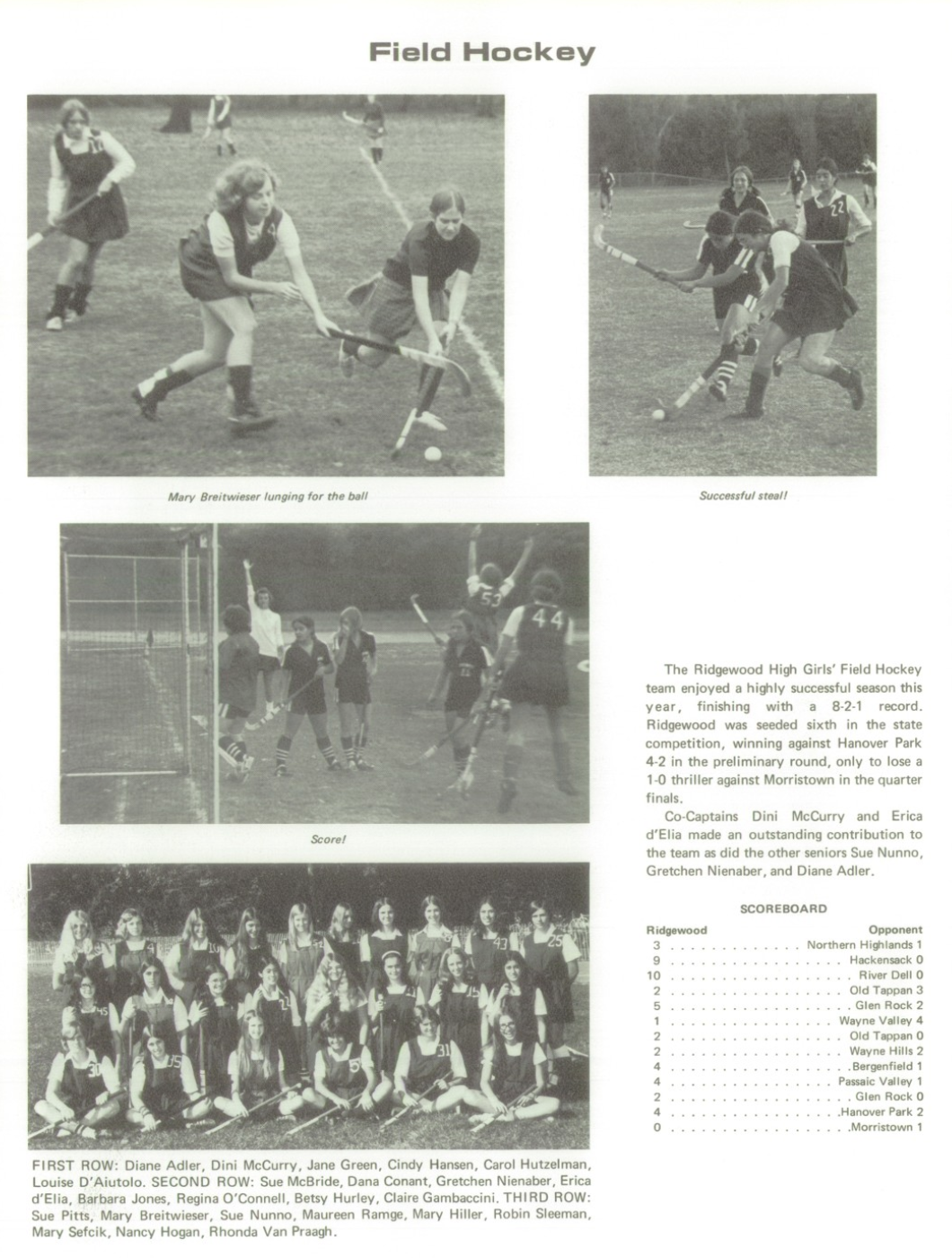 1973 Girls’ Field Hockey Team