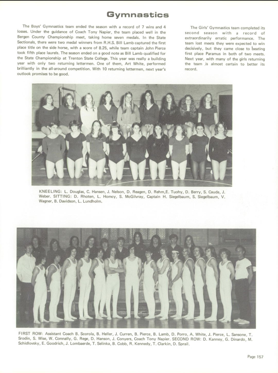 1973 Boys’ Gymnastics Team