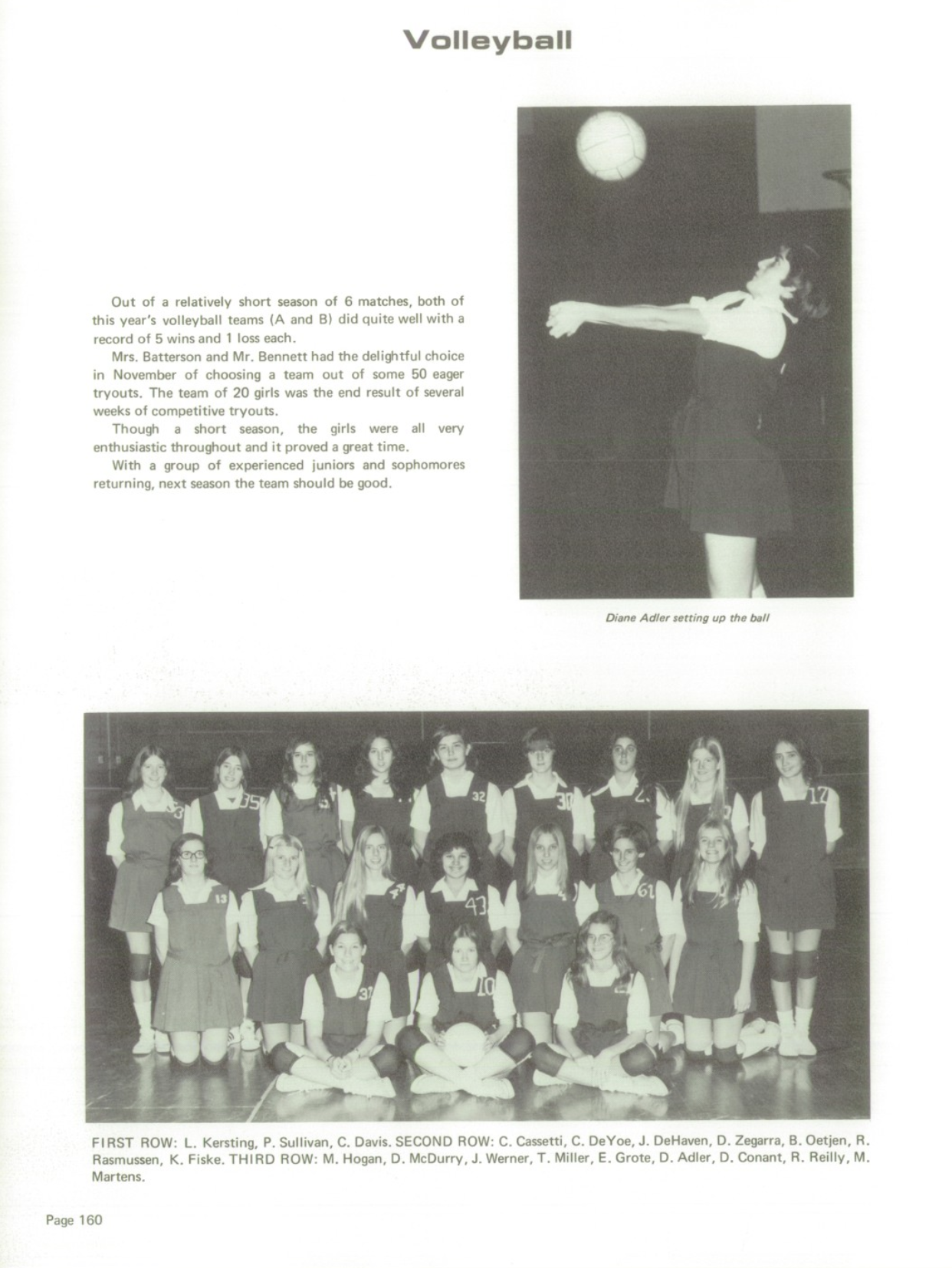 1973 Girls’ Volleyball Team