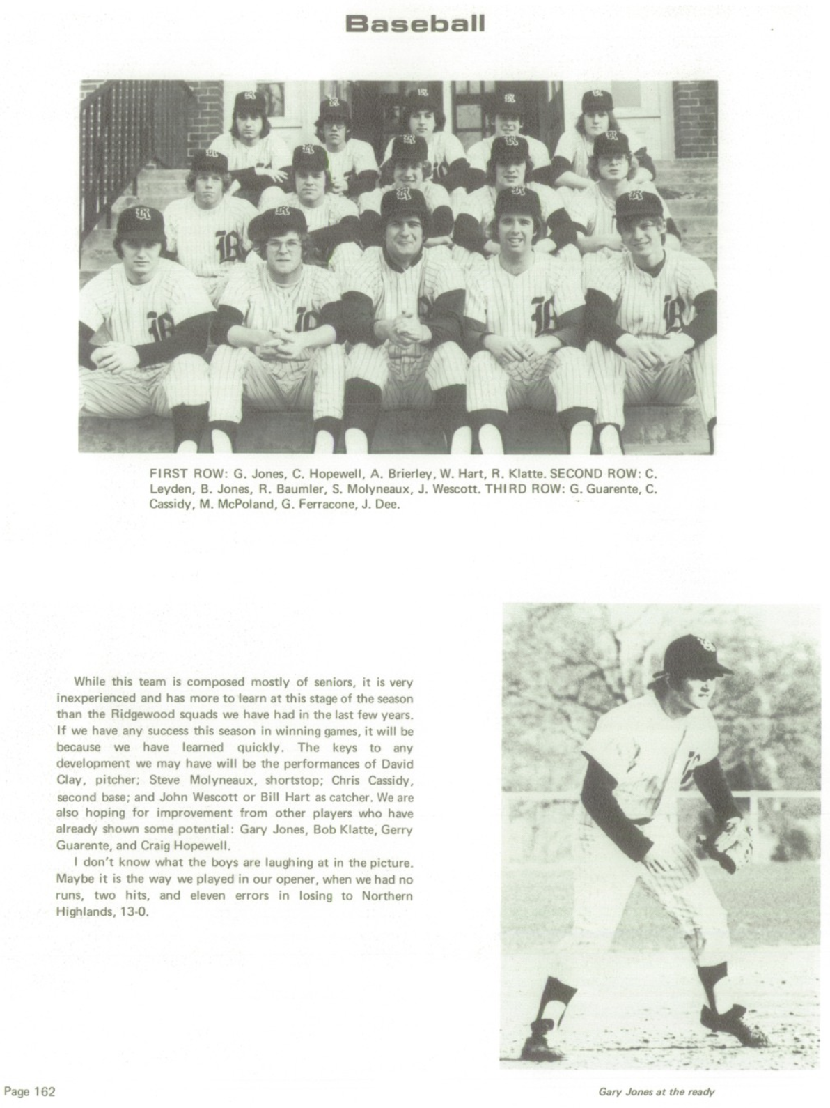 1973 Boys’ Baseball Team