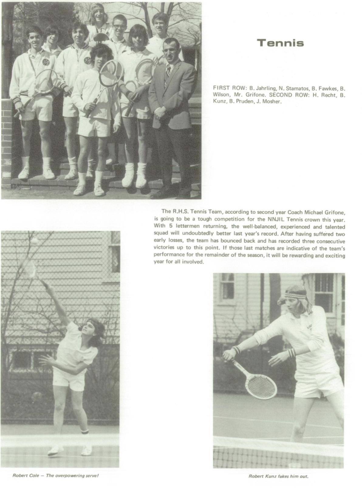 1973 Boys’ Tennis Team
