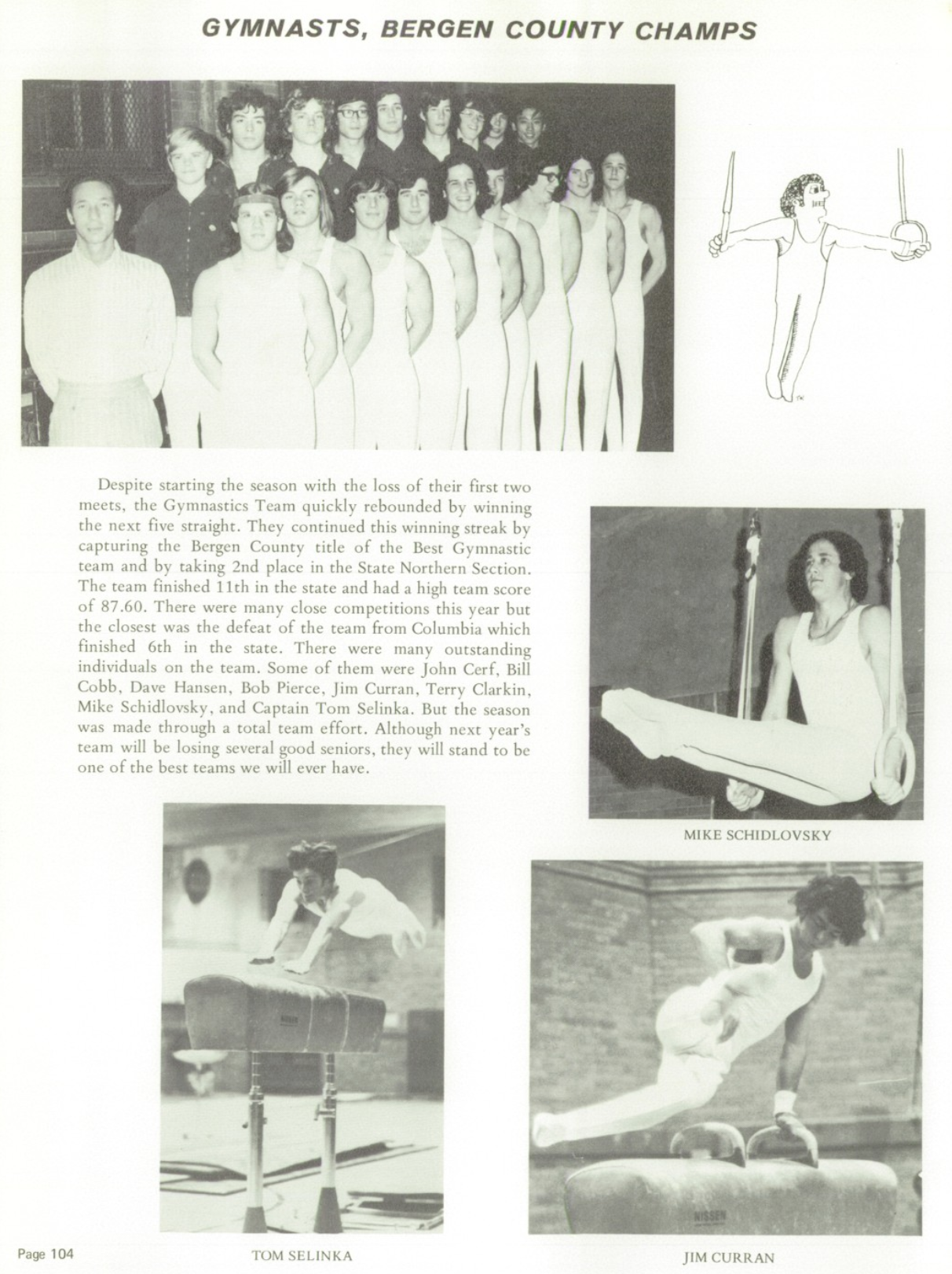 1974 Boys’ Gymnastics Team