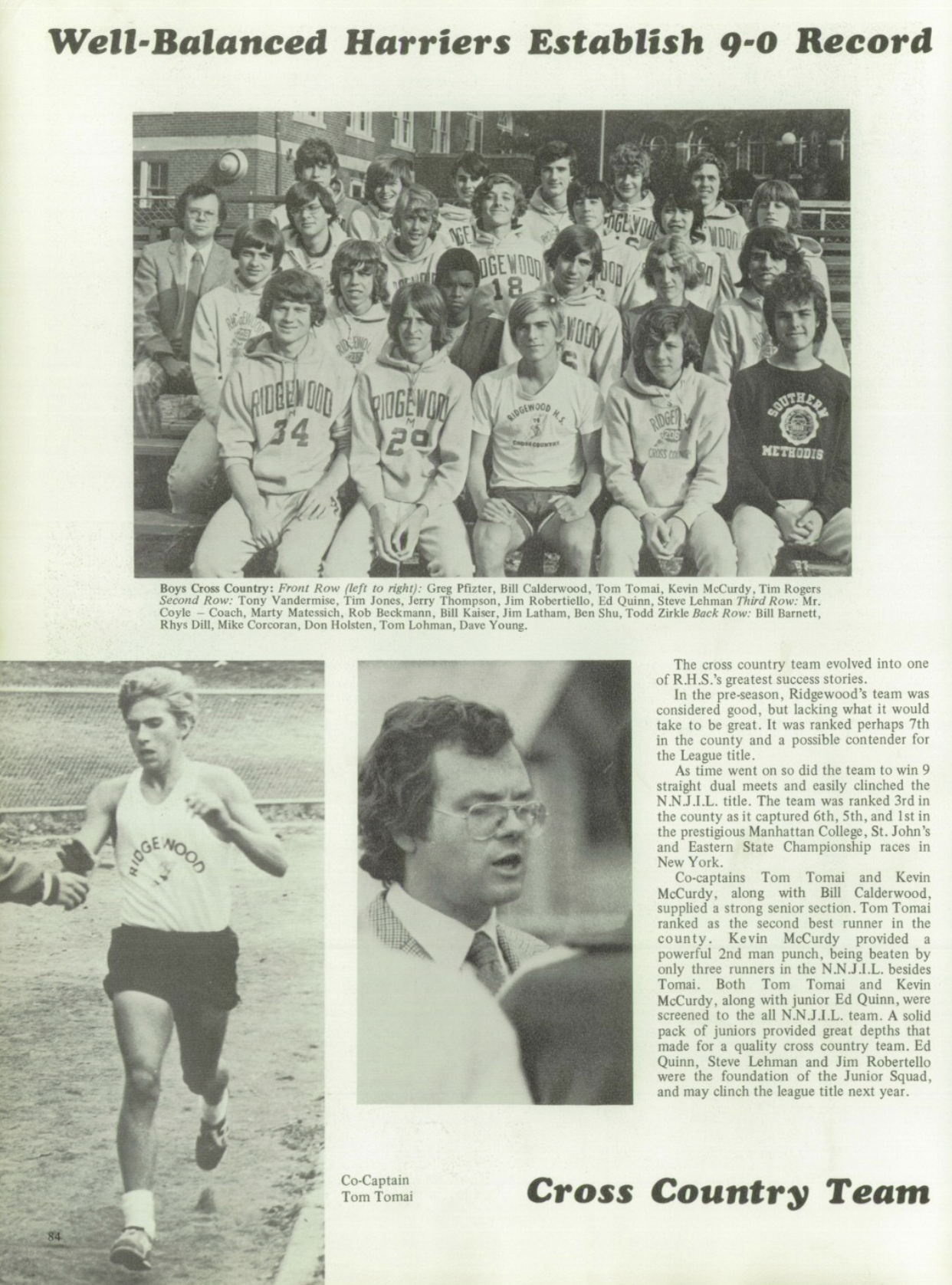1974 Boys’ Cross Country Team