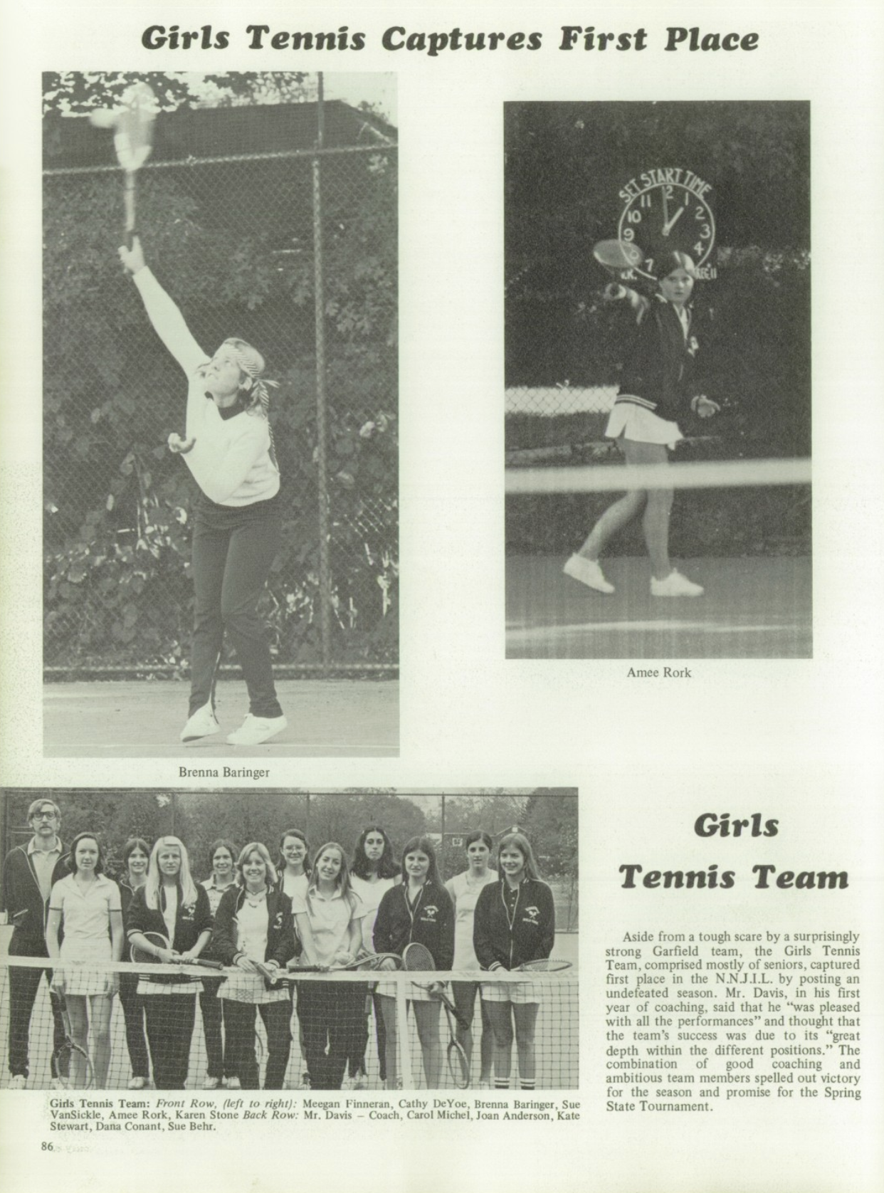1975 Girls’ Tennis Team