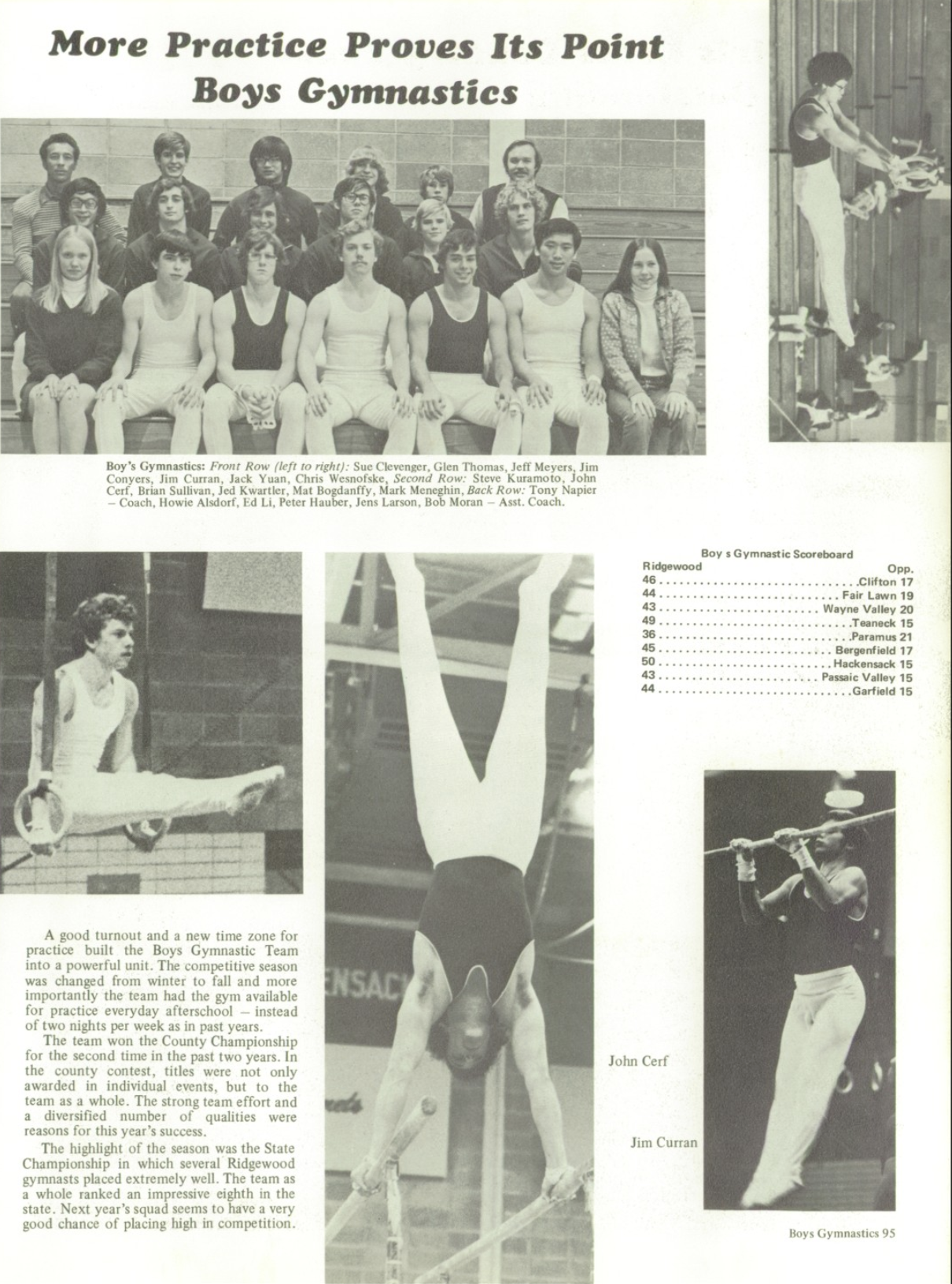1975 Boys’ Gymnastics Team