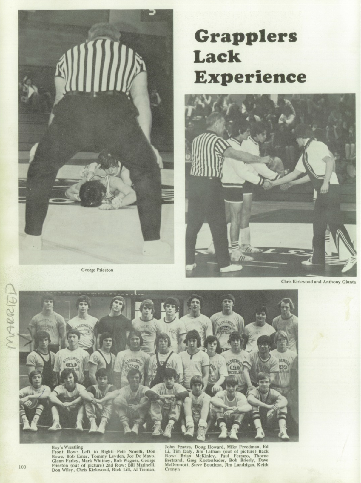 1975 Boys’ Wrestling Team