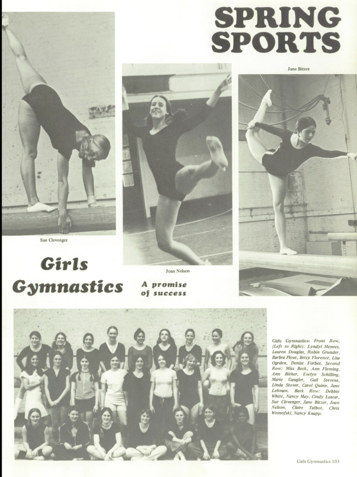 1975 Girls’ Gymnastics Team