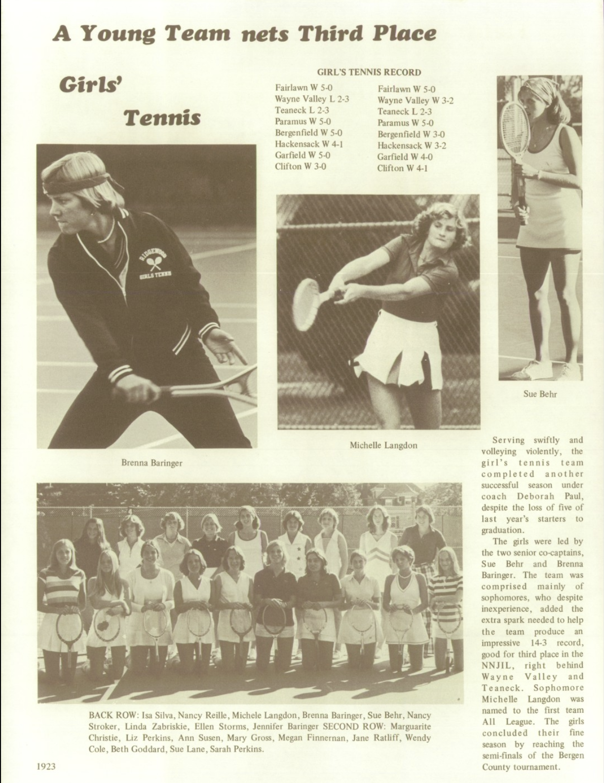 1976 Girls’ Tennis Team