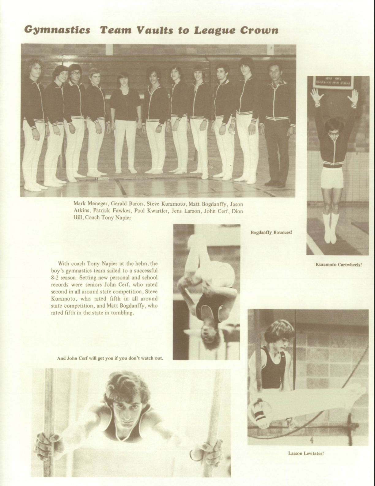 1976 Boys’ Gymnastics Team