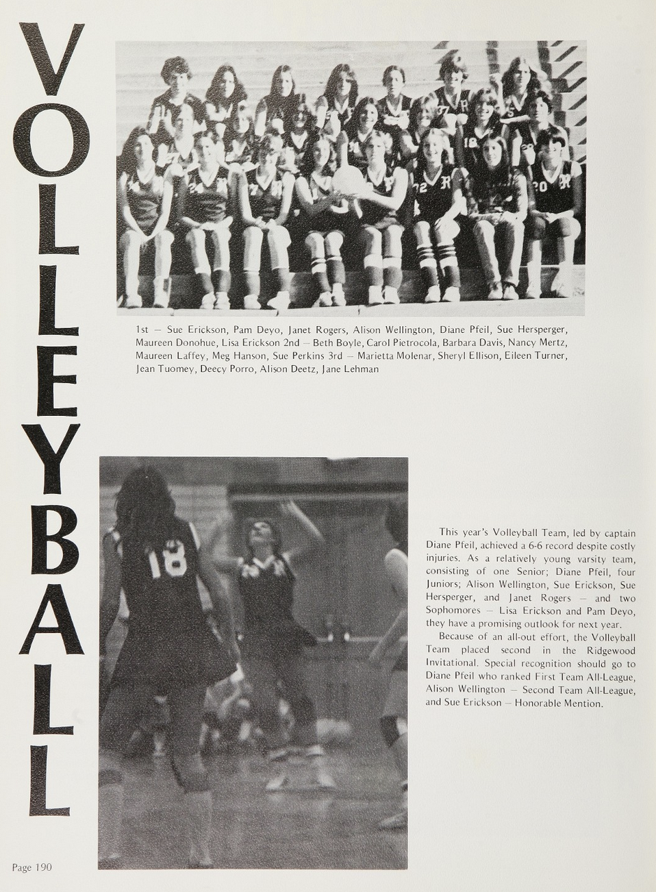 1977 Girls’ Volleyball Team