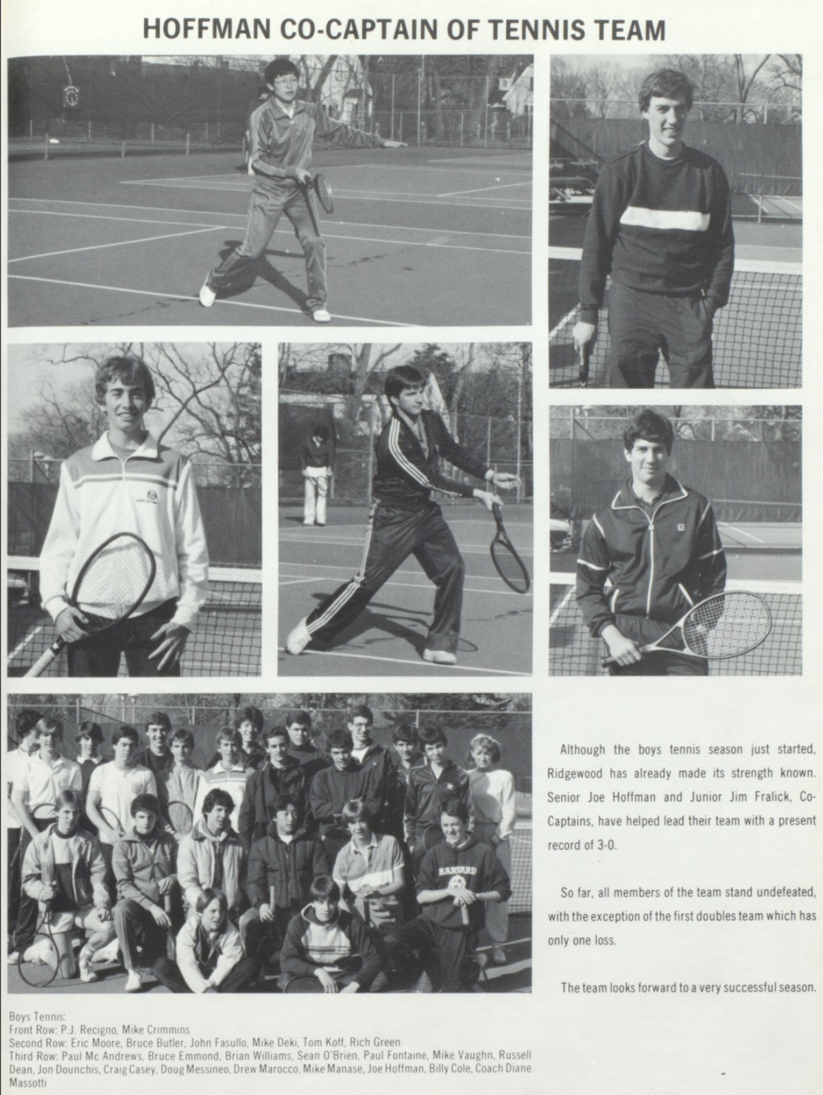 1985 Boys’ Tennis Team