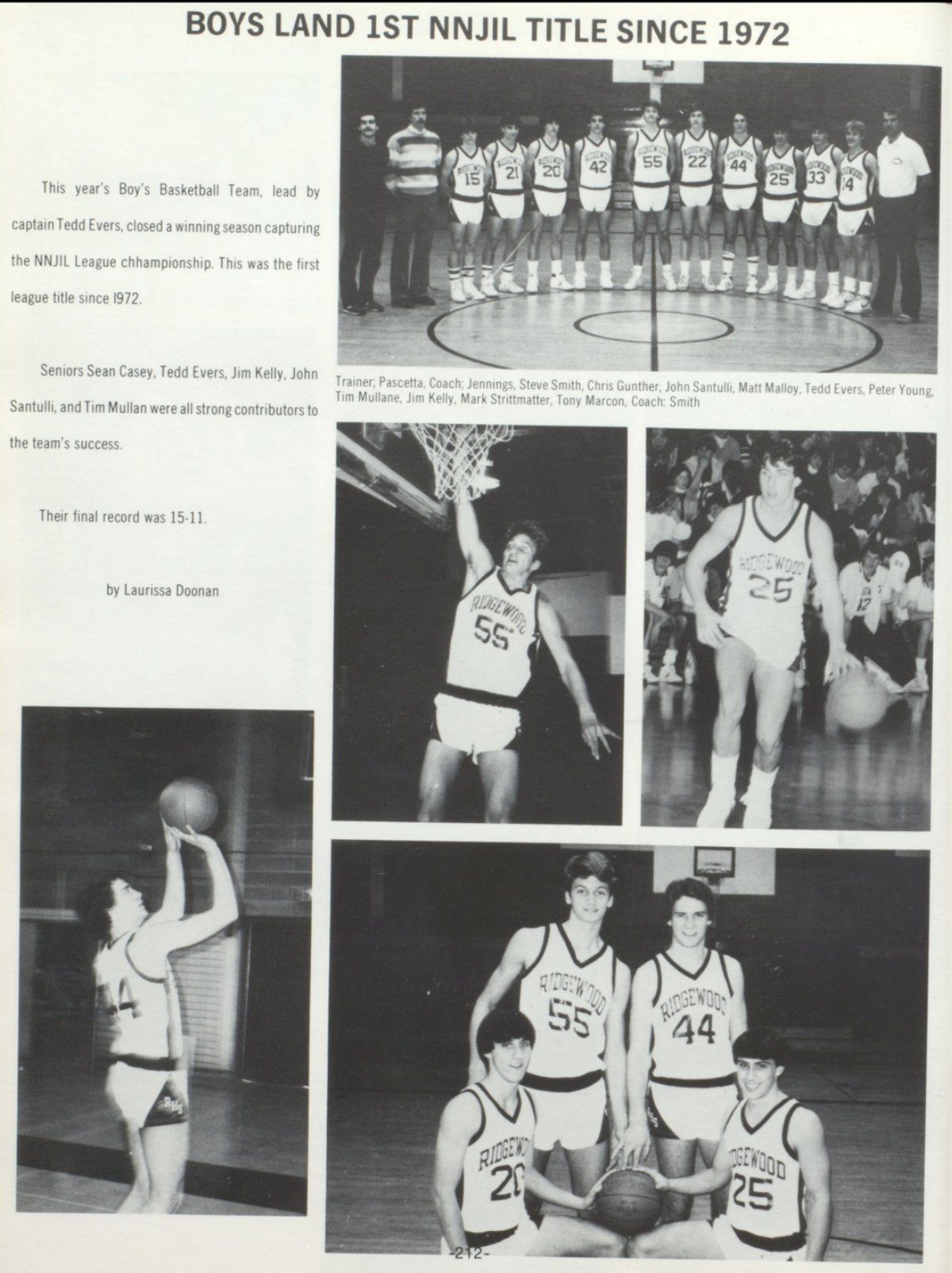 1985 Boys’ Basketball Team