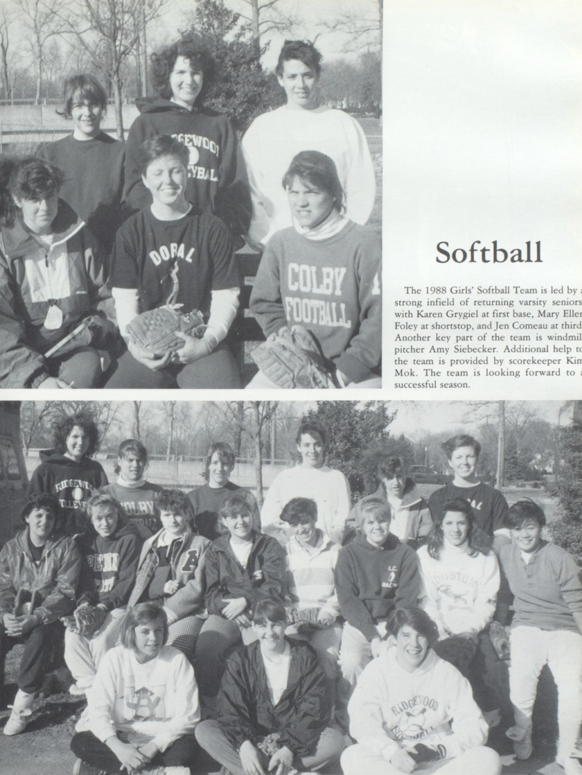 1988 Girls’ Baseball Team