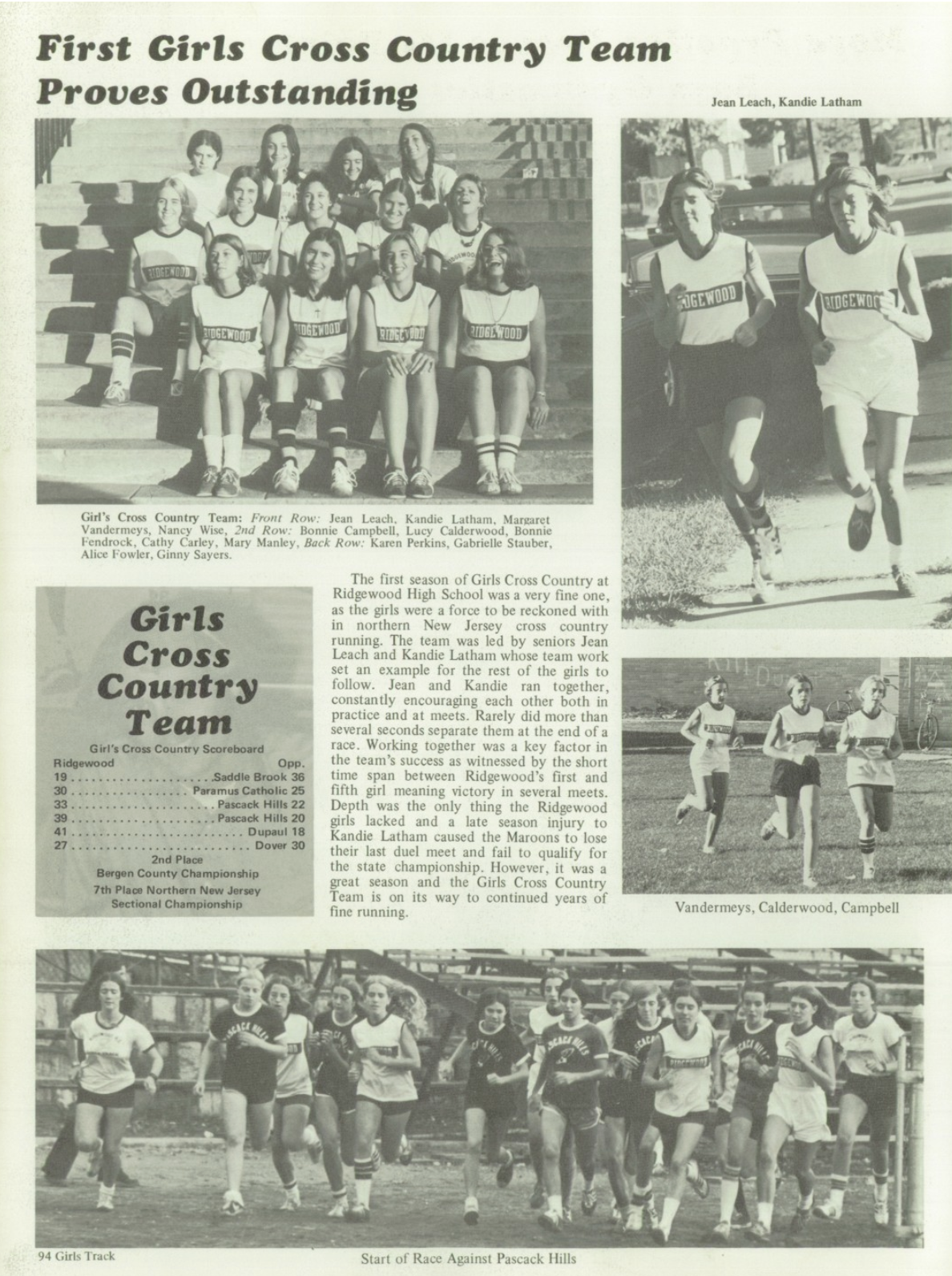 1974 Girls’ Cross Country Team