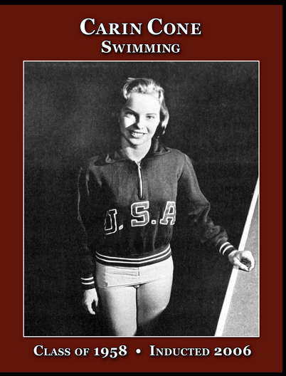 For five years, she reigned supreme among the country’s backstroke swimmers, winning 16 national titles from 1955 to 1960. At age 16 Carin won a Silver medal in the 100-meter backstroke in a dead-heat, world-record-time photo finish in the 1956 Olymp