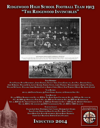 In the era of the “leather head” and the invention of the forward pass, there were few football teams in New Jersey that could match the ability of the Ridgewood gridiron standouts of 1913.Their story would become a legend amongst sports fans who fol