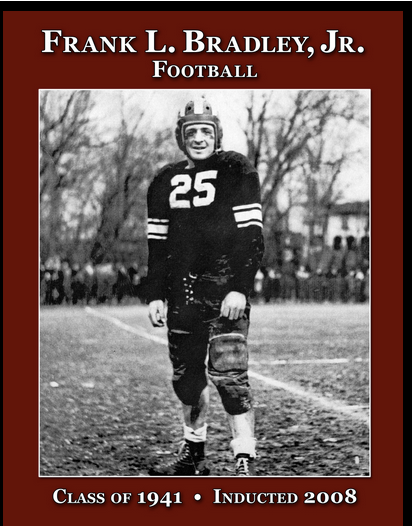 Frank Bradley (Class of 1941) made his mark in Ridgewood High School athletics in football as a quarterback. In the 1940 season, his senior year, he led the Maroons in rushing and passing yardage, as well as touchdowns. He was awarded the prestigious
