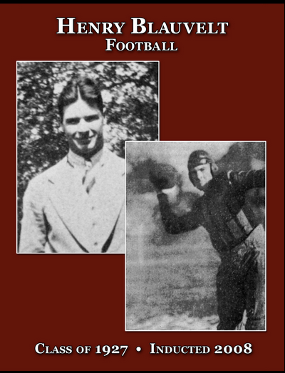Henry Blauvel (class of 1927) made his mark in Ridgewood High School athletics in football, playing varsity football all four years and serving as a team captain in the 1925 and 1926 seasons.

Playing right halfback, he led the Maroons in yardage gai