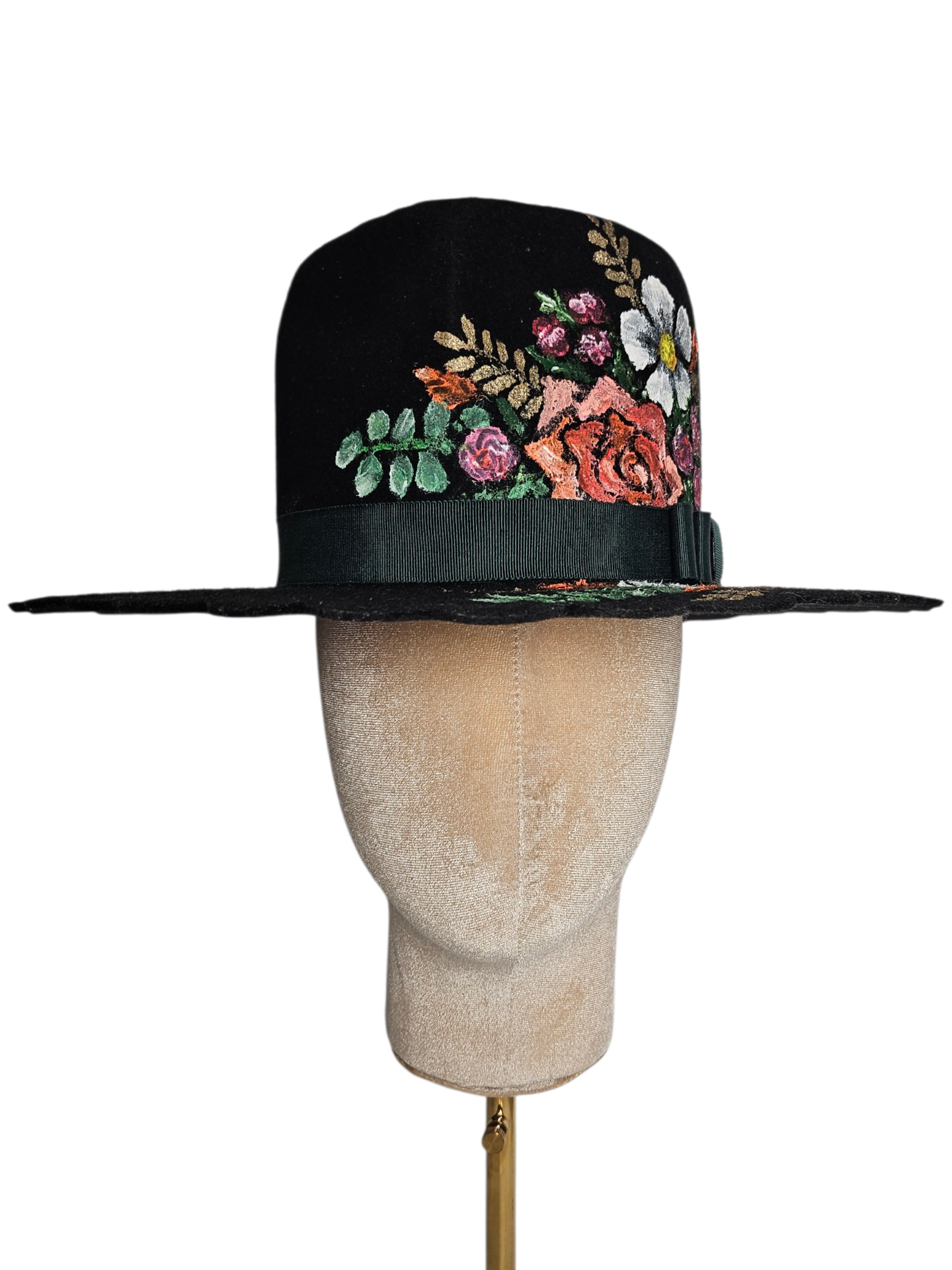 Artisan Hand-Painted Floral Fedora