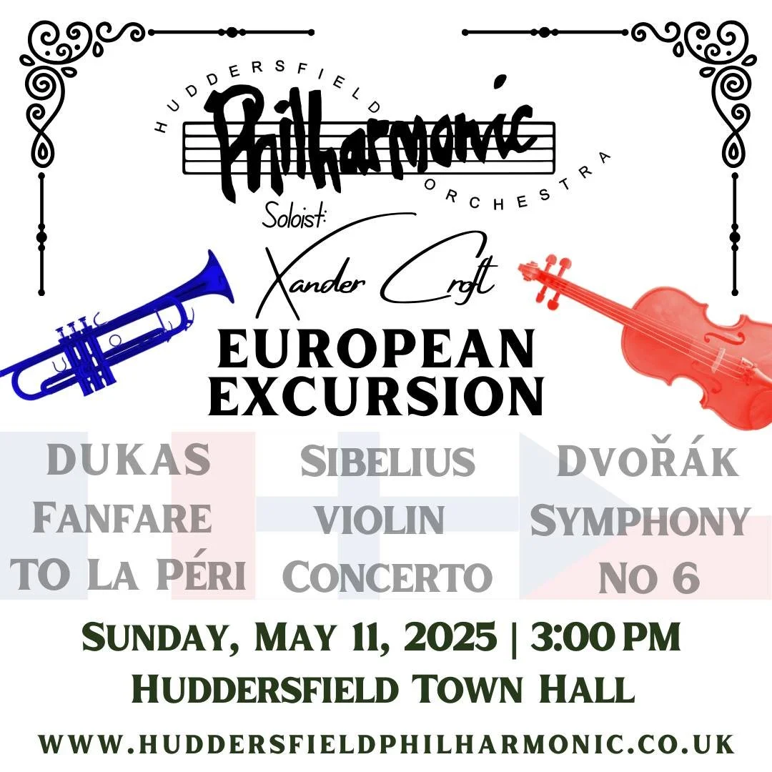 🎻✨ We&rsquo;re back after the Easter break and counting down to concert day! ✨🎻
Join the Huddersfield Philharmonic Orchestra on Saturday 11th May at 3pm at Huddersfield Town Hall for European Excursion &ndash; a musical journey through the vibrant 
