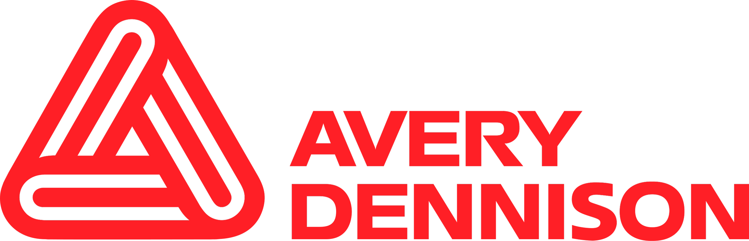 Logo of Avery Dennison in red with a stylized triangular symbol and the company name.