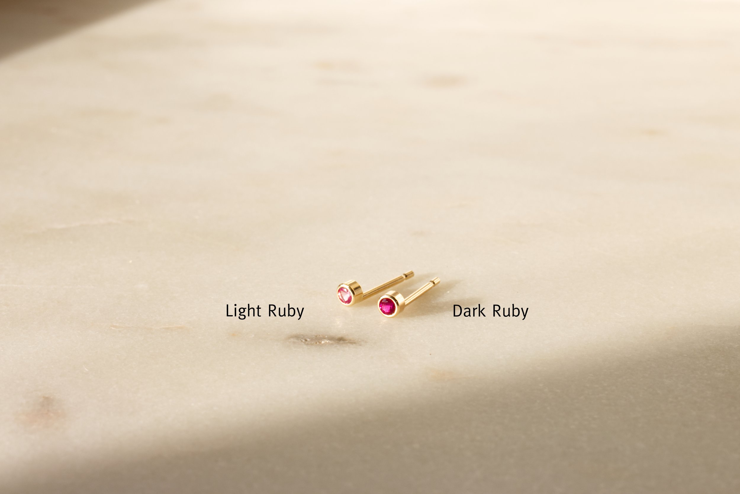Tiny Ruby Gold Stud Earrings