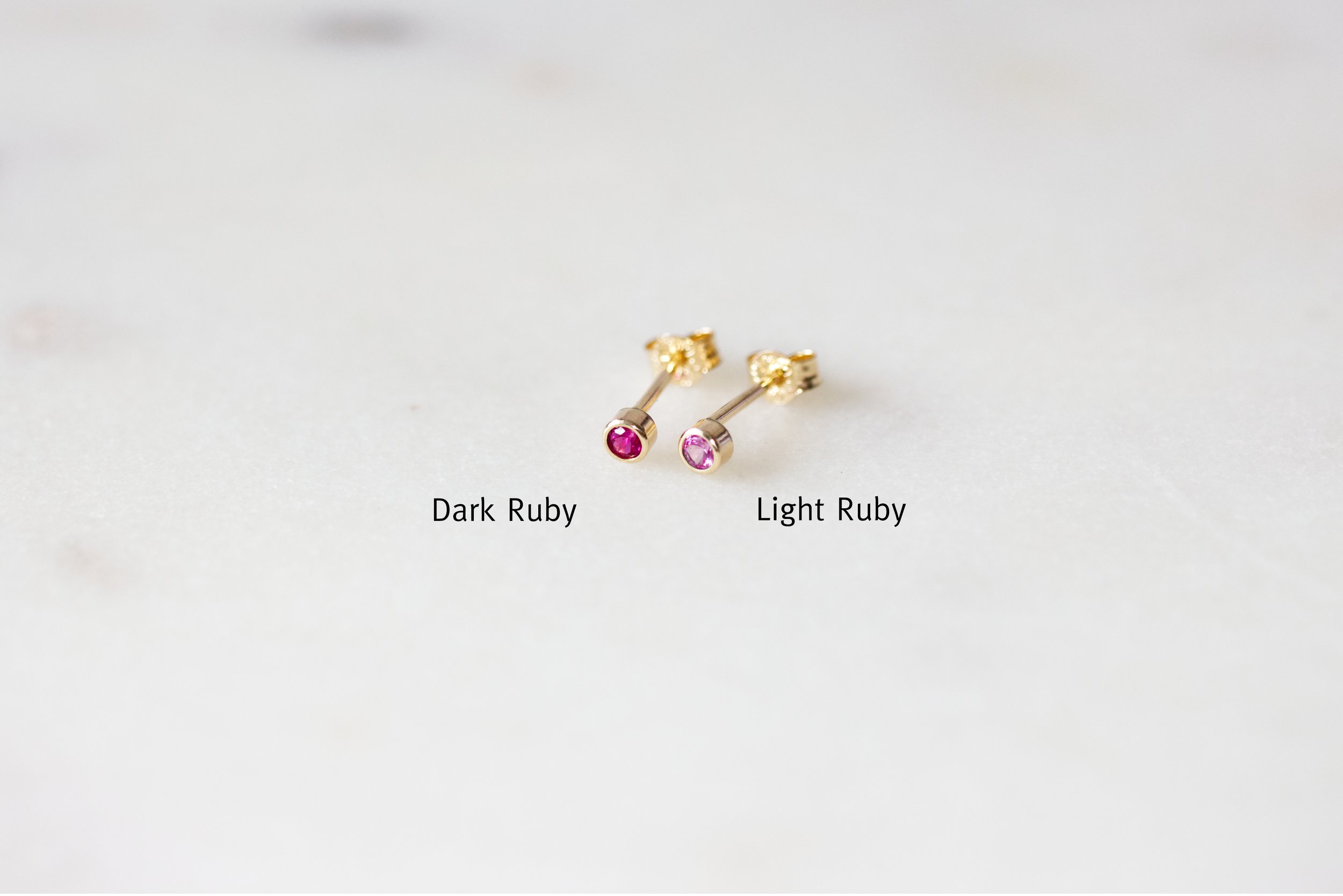 Tiny Ruby Gold Stud Earrings