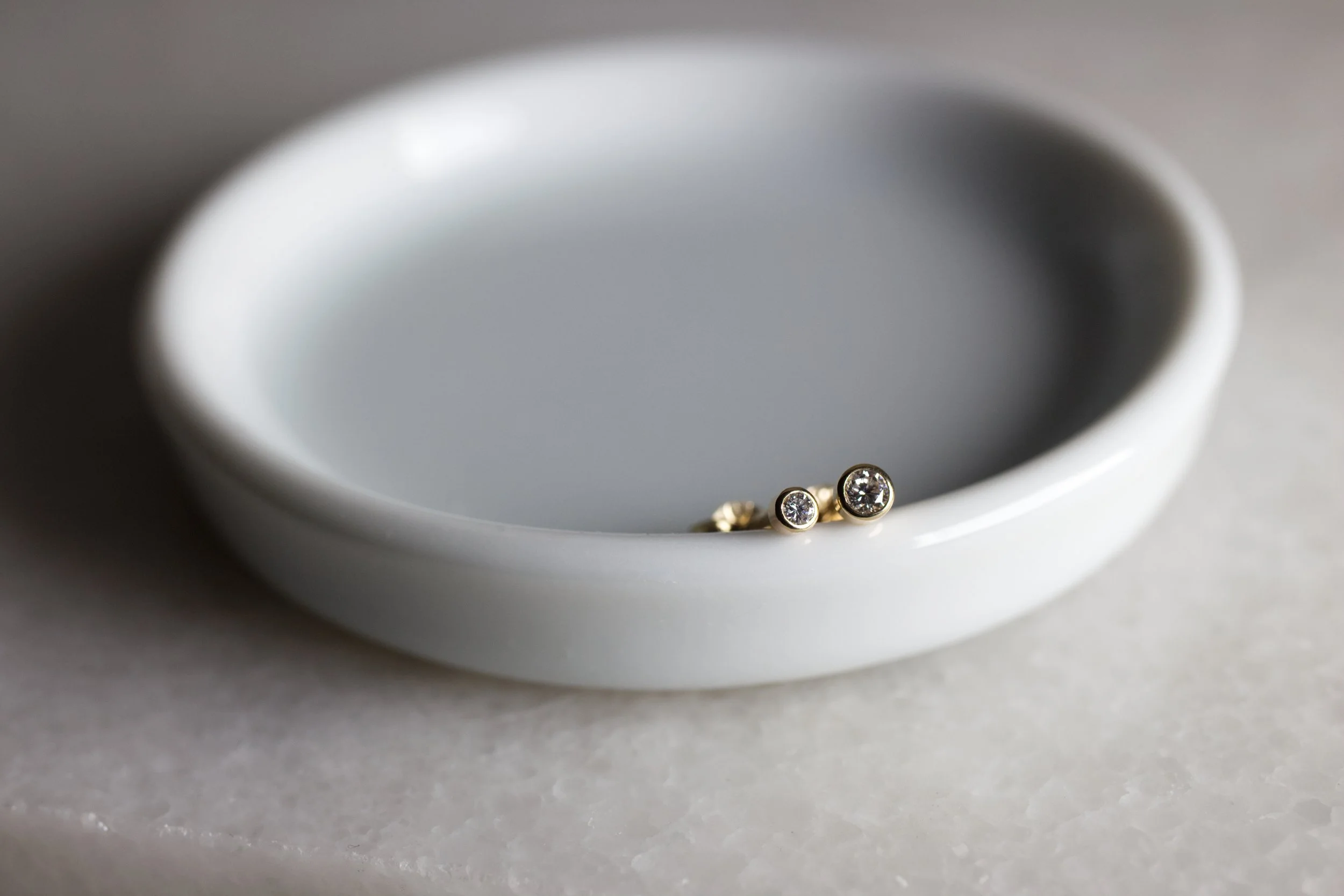 Diamond or Moissanite Gold Stud Earrings