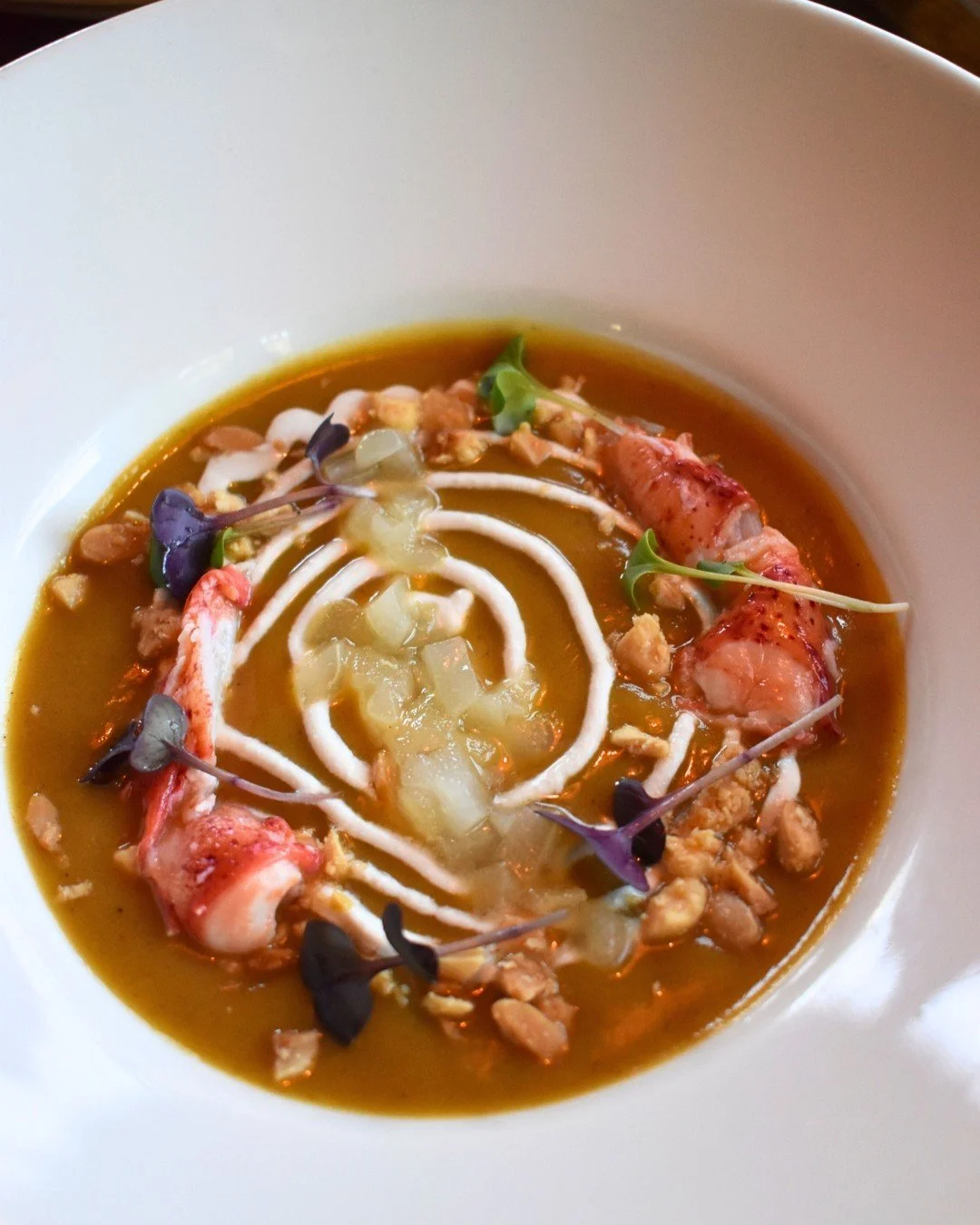 Soup weather is here. Warm up with our Butternut Squash Soup&mdash;lobster, cr&egrave;me fra&icirc;che, pears &amp; Marcona almonds never tasted so comforting. 🍂✨