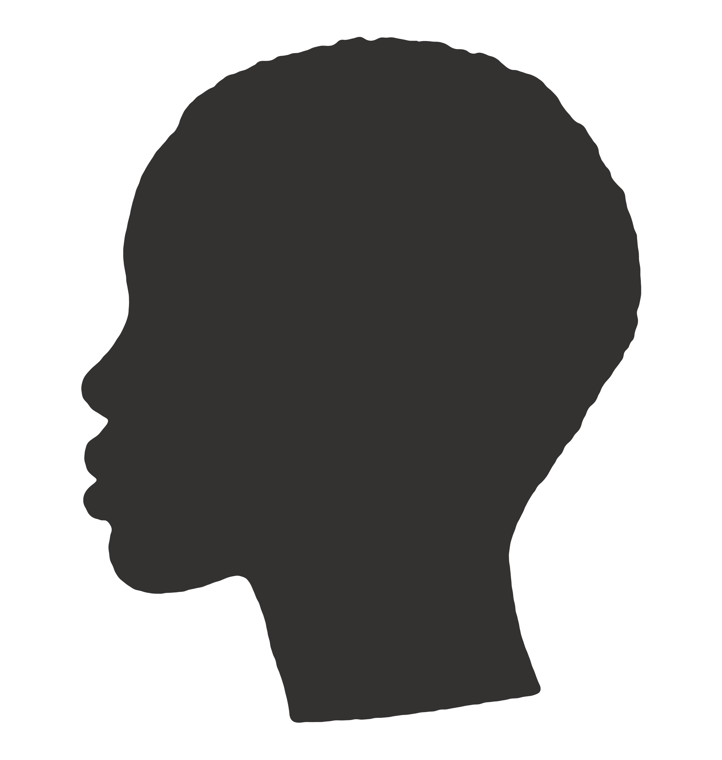 Silhouette of a child's head in profile, facing left.