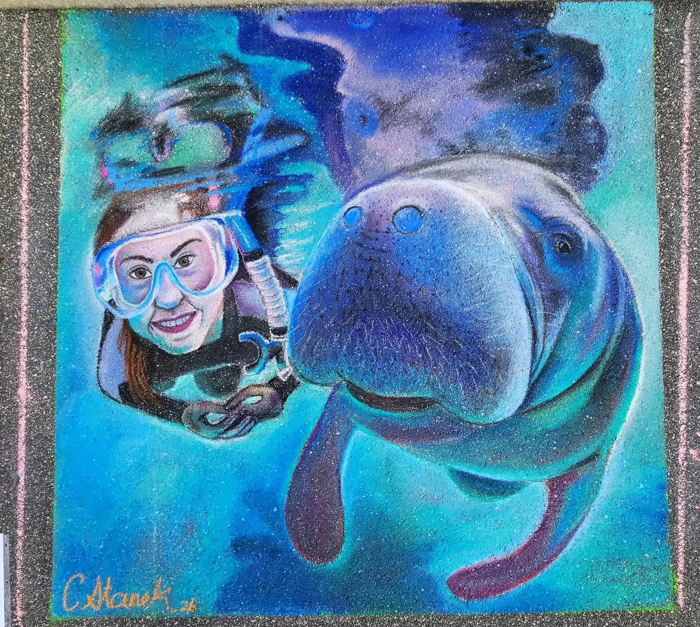 Ocala, FL, 2026
Girl and Mantee Chalk Mural