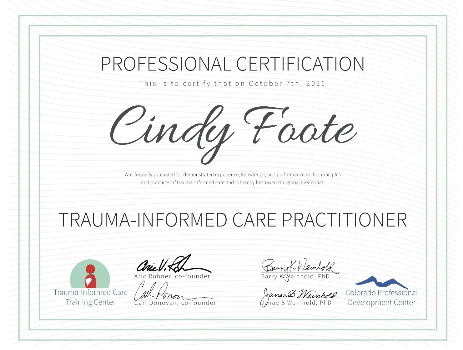 Trauma Informed Care Practitioner Certification