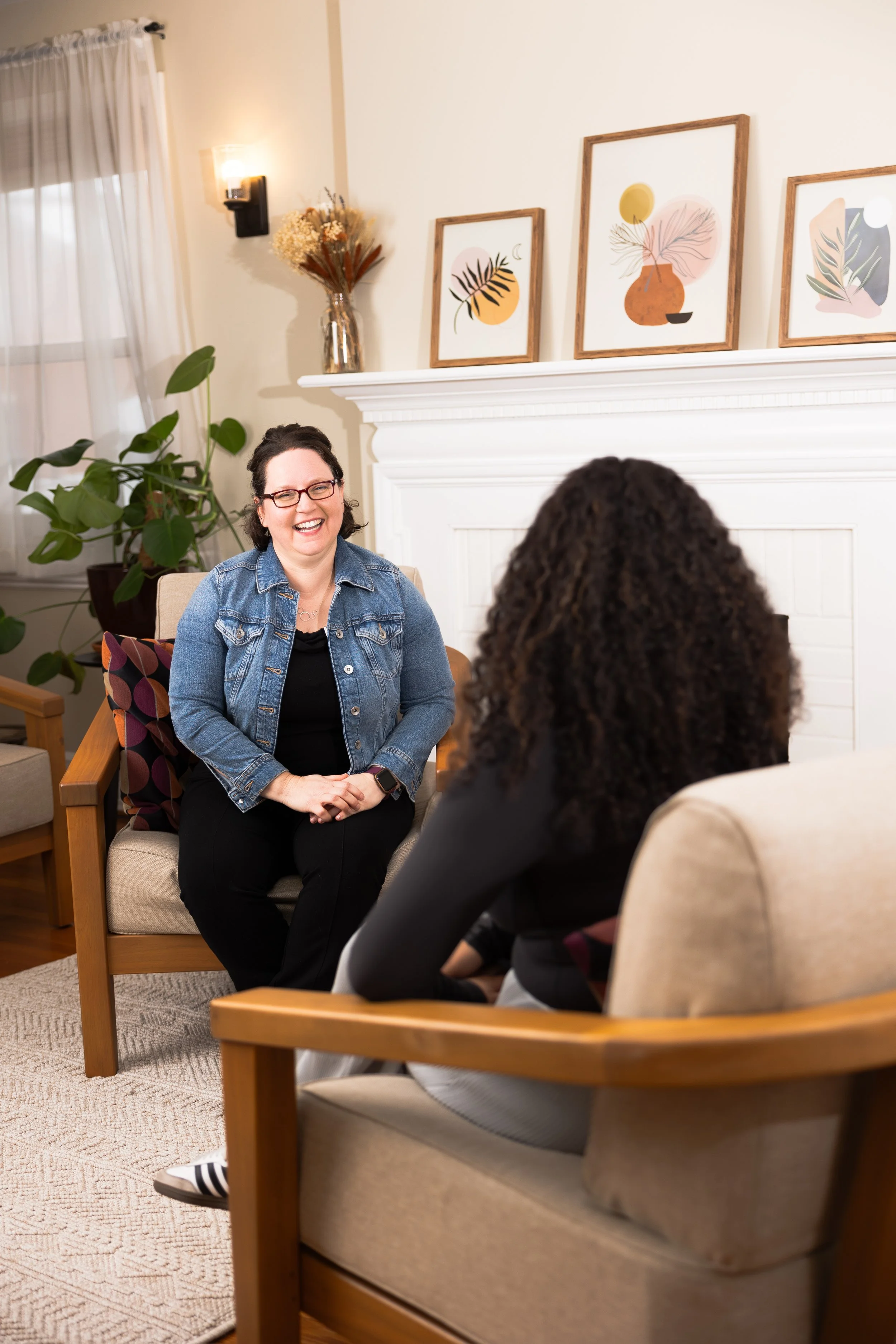 Rina having a session with her client