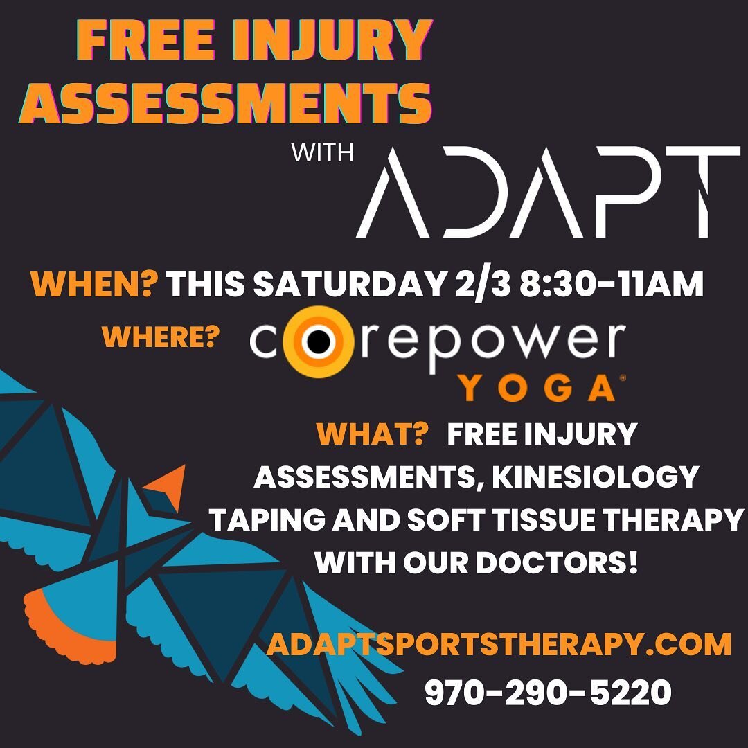 We are excited to announce that we will be back @corepoweryoga Fort Collins this Saturday providing FREE Injury Assessments. Reach out to your instructors if the front desk for more info. We can&rsquo;t wait to see y&rsquo;all there!