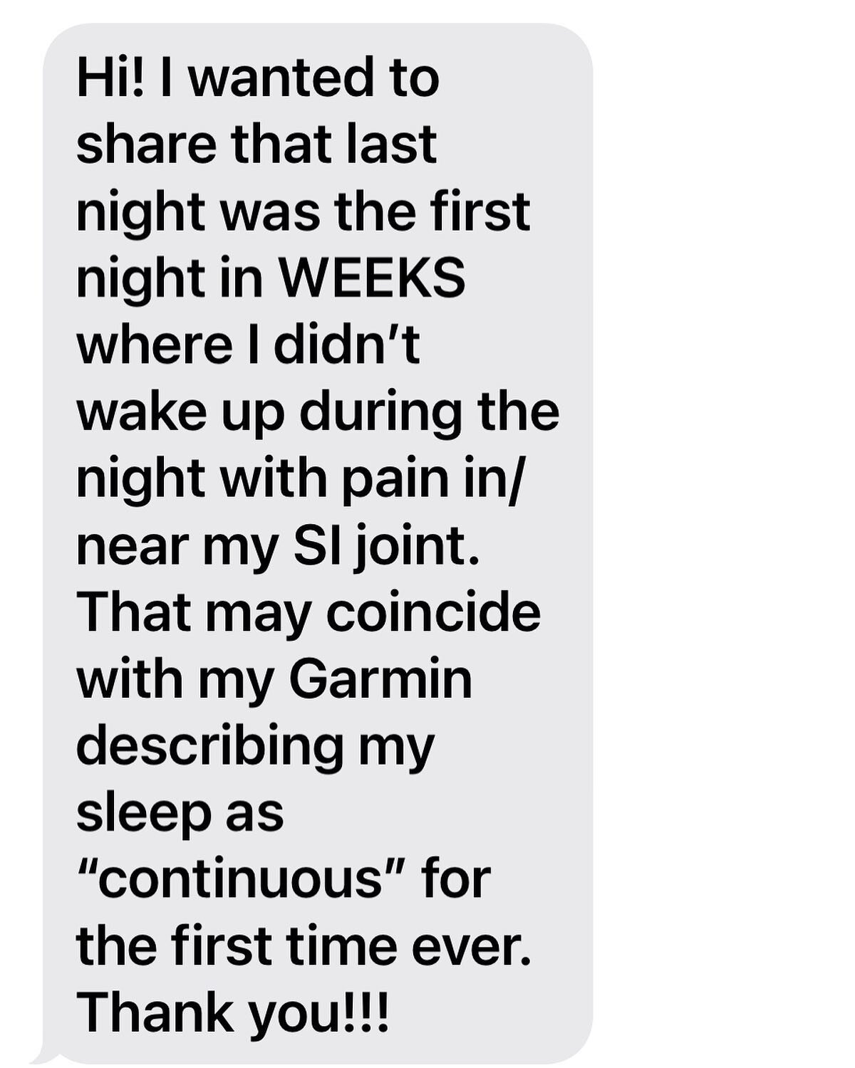 We are always so happy to hear from our clients about their wins. Even if it is simply getting a good nights sleep. When an athlete comes in with any injury some of the first areas we covers are 1. Quality of sleep 😴(7-9hrs is ideal) 2. Hydration💧(