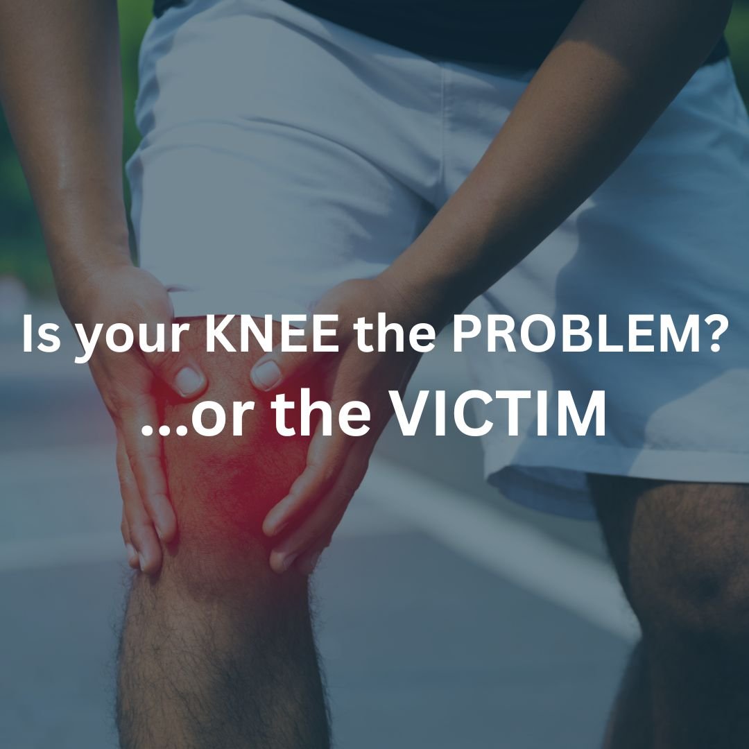 Knee Pain? Is your knee the problem or the victim?
Often we look to the area of pain as the problem area. While your diagnosis may be a knee issue, the root cause is often found in our mechanics ABOVE or BELOW the knee.
When assessing the movements